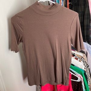 Joie mock neck short sleeve rib knit